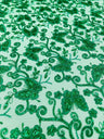Metallic Lace Fabric - Embroidered Butterfly Vines With Sequins, 54" Width (1 Yard)