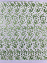 Metallic Lace Fabric - Embroidered Butterfly Vines With Sequins, 54" Width (1 Yard)