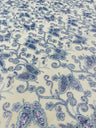 Metallic Lace Fabric - Embroidered Butterfly Vines With Sequins, 54" Width (1 Yard)