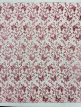 Metallic Lace Fabric - Embroidered Butterfly Vines With Sequins, 54" Width (1 Yard)