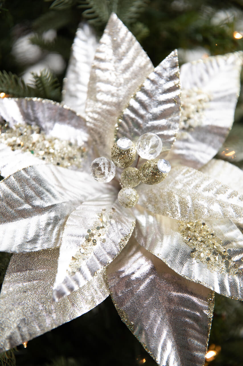 22” x 12" Metallic Poinsettia Stem