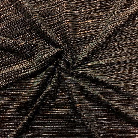 Metallic Pleated Stretch Velvet Fabric - Silver, Gold, Bronze, 58" Width, 4-Way Stretch (1 Yard)