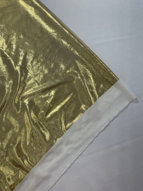 Metallic Spandex Foil Lame Fabric - Metallic Foil, 58/60" Width, 165 GSM, 0.45 MM, 25% Vertical Stretch, 10% Horizontal Stretch (1 Yard)