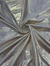 Metallic Spandex Foil Lame Fabric - Metallic Foil, 58/60" Width, 165 GSM, 0.45 MM, 25% Vertical Stretch, 10% Horizontal Stretch (1 Yard)