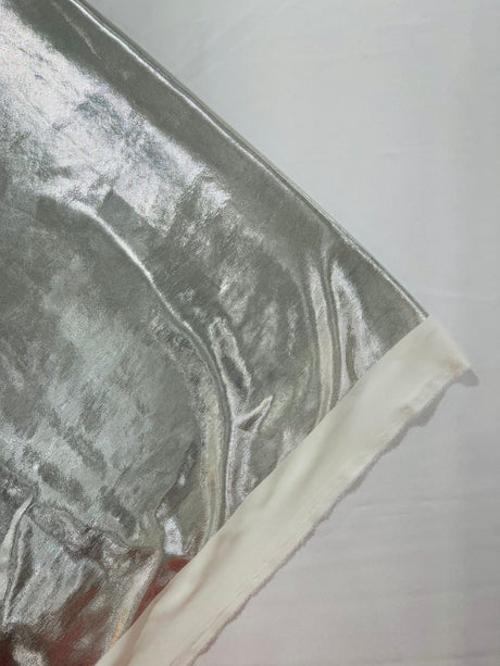 Metallic Spandex Foil Lame Fabric - Metallic Foil, 58/60" Width, 165 GSM, 0.45 MM, 25% Vertical Stretch, 10% Horizontal Stretch (1 Yard)