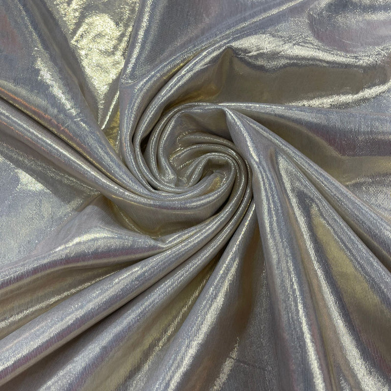 Metallic Spandex Foil Lame Fabric - Metallic Foil, 58/60" Width, 165 GSM, 0.45 MM, 25% Vertical Stretch, 10% Horizontal Stretch (1 Yard)