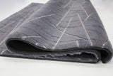 Charcoal Lines Faux Rabbit Touch Rug - Polyester Fabric, Charcoal Lines With Silver Metallic Shimmery Design, 5' X 7' (1 Unit)