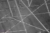 Charcoal Lines Faux Rabbit Touch Rug - Polyester Fabric, Charcoal Lines With Silver Metallic Shimmery Design, 5' X 7' (1 Unit)