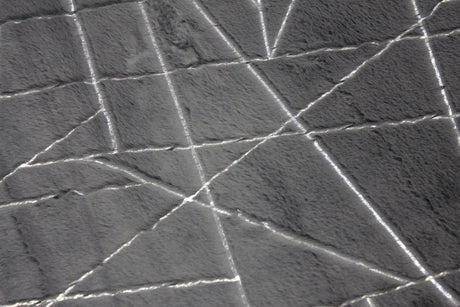 Charcoal Lines Faux Rabbit Touch Rug - Polyester Fabric, Charcoal Lines With Silver Metallic Shimmery Design, 5' X 7' (1 Unit)