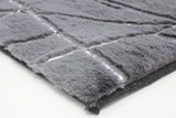 Charcoal Lines Faux Rabbit Touch Rug - Polyester Fabric, Charcoal Lines With Silver Metallic Shimmery Design, 5' X 7' (1 Unit)