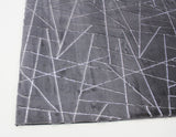 Charcoal Lines Faux Rabbit Touch Rug - Polyester Fabric, Charcoal Lines With Silver Metallic Shimmery Design, 5' X 7' (1 Unit)