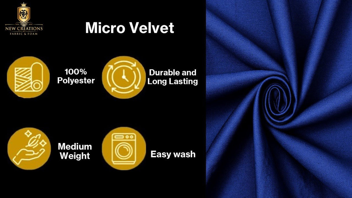 Micro Velvet Polyester Fabric - Solid, 45" Width (1 Yard)