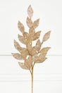 29" Micro Beaded/Sequins Bay Leaf Spray - Champagne/Gold
