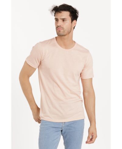 Lucky Blessed Life 3142P Polyester Cotton T-Shirt Fabric - Heather Apricot, Light Weight, Ribbed Neck, Side Seam, 4.2 Oz (1 Piece)