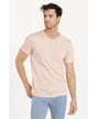 Lucky Blessed Life 3142P Polyester Cotton T-Shirt Fabric - Heather Apricot, Light Weight, Ribbed Neck, Side Seam, 4.2 Oz (1 Piece)