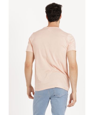 Lucky Blessed Life 3142P Polyester Cotton T-Shirt Fabric - Heather Apricot, Light Weight, Ribbed Neck, Side Seam, 4.2 Oz (1 Piece)