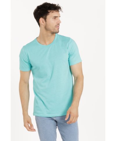 Lucky Blessed Life 3142P Poly Cotton T-Shirt - Heather Turquoise, Lightweight, Ribbed Neck (1 Piece)
