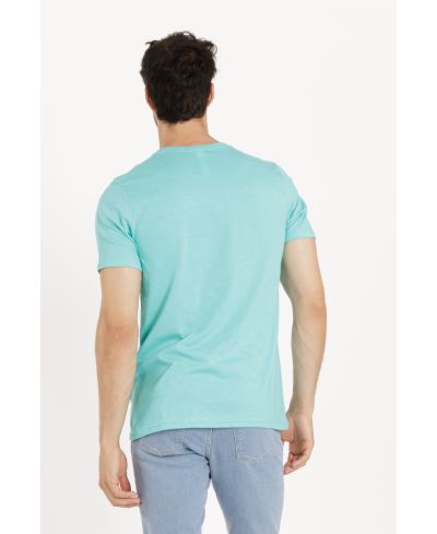 Lucky Blessed Life 3142P Poly Cotton T-Shirt - Heather Turquoise, Lightweight, Ribbed Neck (1 Piece)