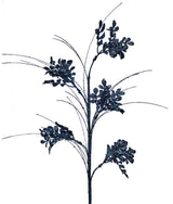 27” Glitter/Sequin Boxwood Grass Christmas Sprays - Midnight Blue