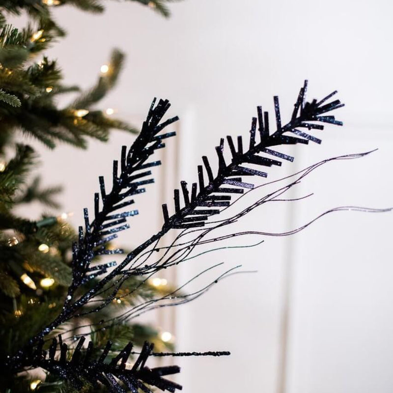 30 Inch Midnight Blue Glitter Pine Spray Decorative Christmas Floral Pick