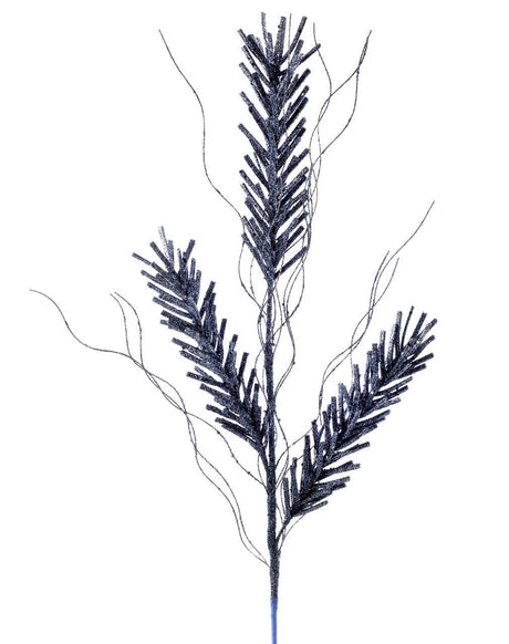 30 Inch Midnight Blue Glitter Pine Spray Decorative Christmas Floral Pick
