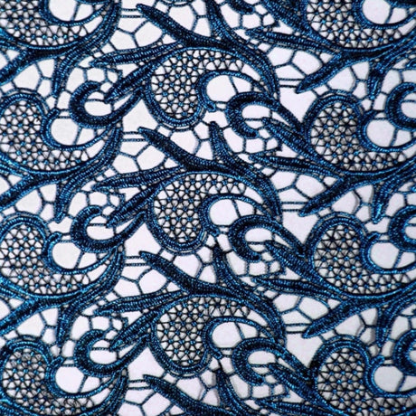 Milania Foiled Lace Polyester Fabric - Paisley Design, 45" Width (1 Yard)