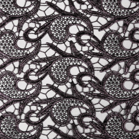 Milania Foiled Lace Polyester Fabric - Paisley Design, 45" Width (1 Yard)