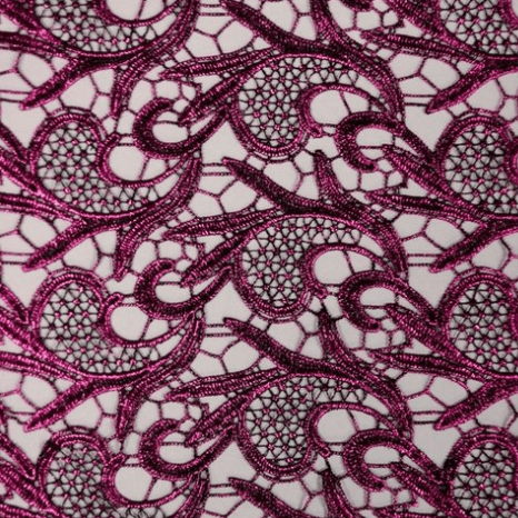 Milania Foiled Lace Polyester Fabric - Foiled Paisley, 45" Width, 270 Gsm (1 Yard)