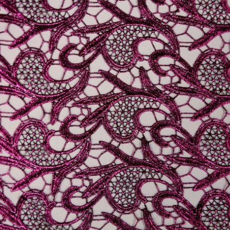 Milania Foiled Lace Polyester Fabric - Paisley Design, 45" Width (1 Yard)