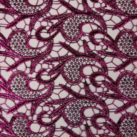 Milania Foiled Lace Polyester Fabric - Paisley Design, 45" Width (1 Yard)