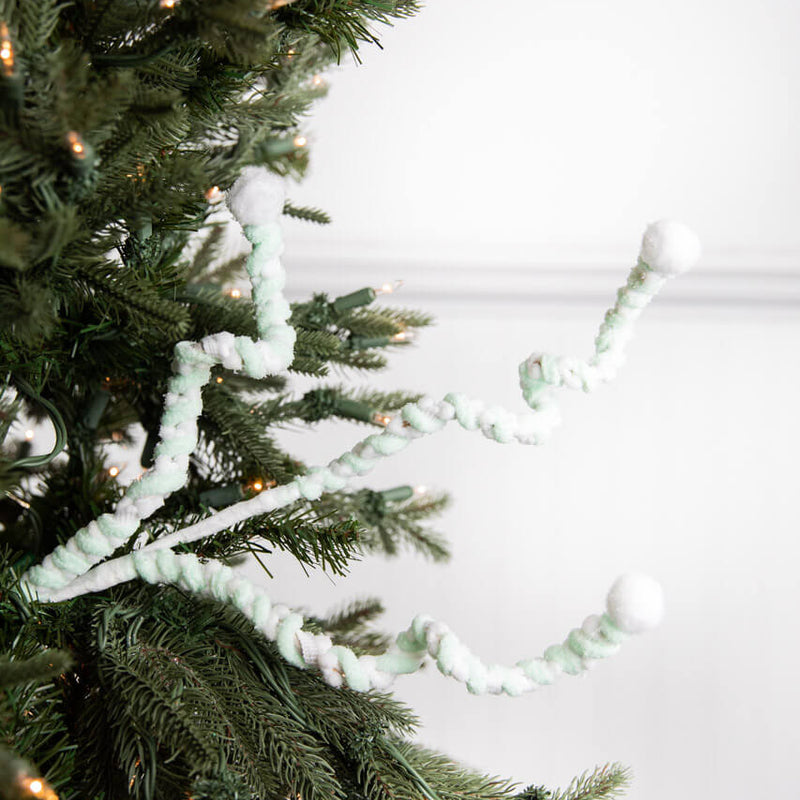 25” Mini Cottonball Peppermint Christmas Spray - Green/White