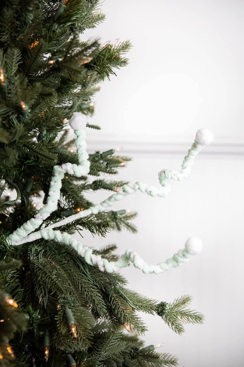 25” Mini Cottonball Peppermint Christmas Spray - Green/White