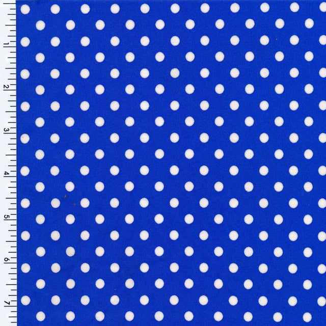 Printed Spandex Mini Poco Dot Tricot White Royal Blue