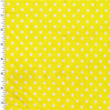 Printed Spandex Tricot White Yellow Mini Polka Dot