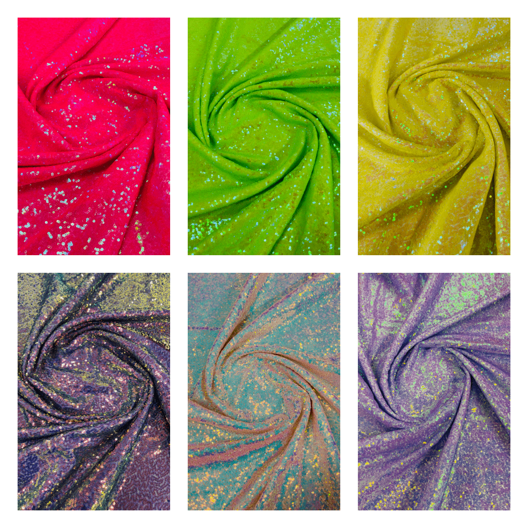 Mini Sequin Polyester Fabric - Iridescent Sequin Mesh, 52" Width (1 Yard)