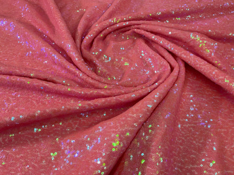 Mini Sequin Polyester Fabric - Iridescent Sequin Mesh, 52" Width (1 Yard)
