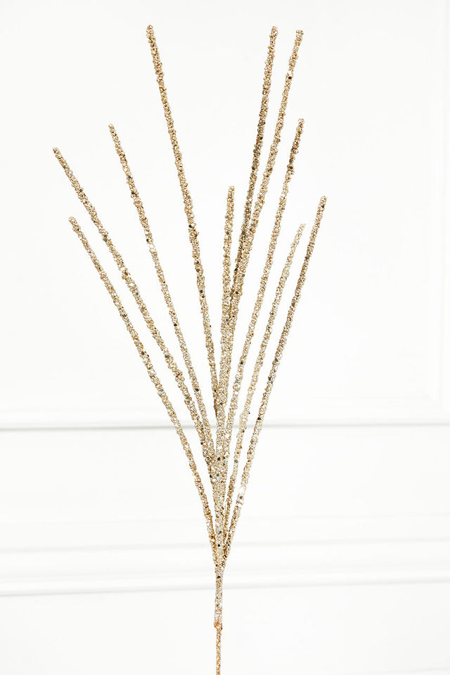 32" Glitter Mini Berry Grass Spray - Champagne/Gold