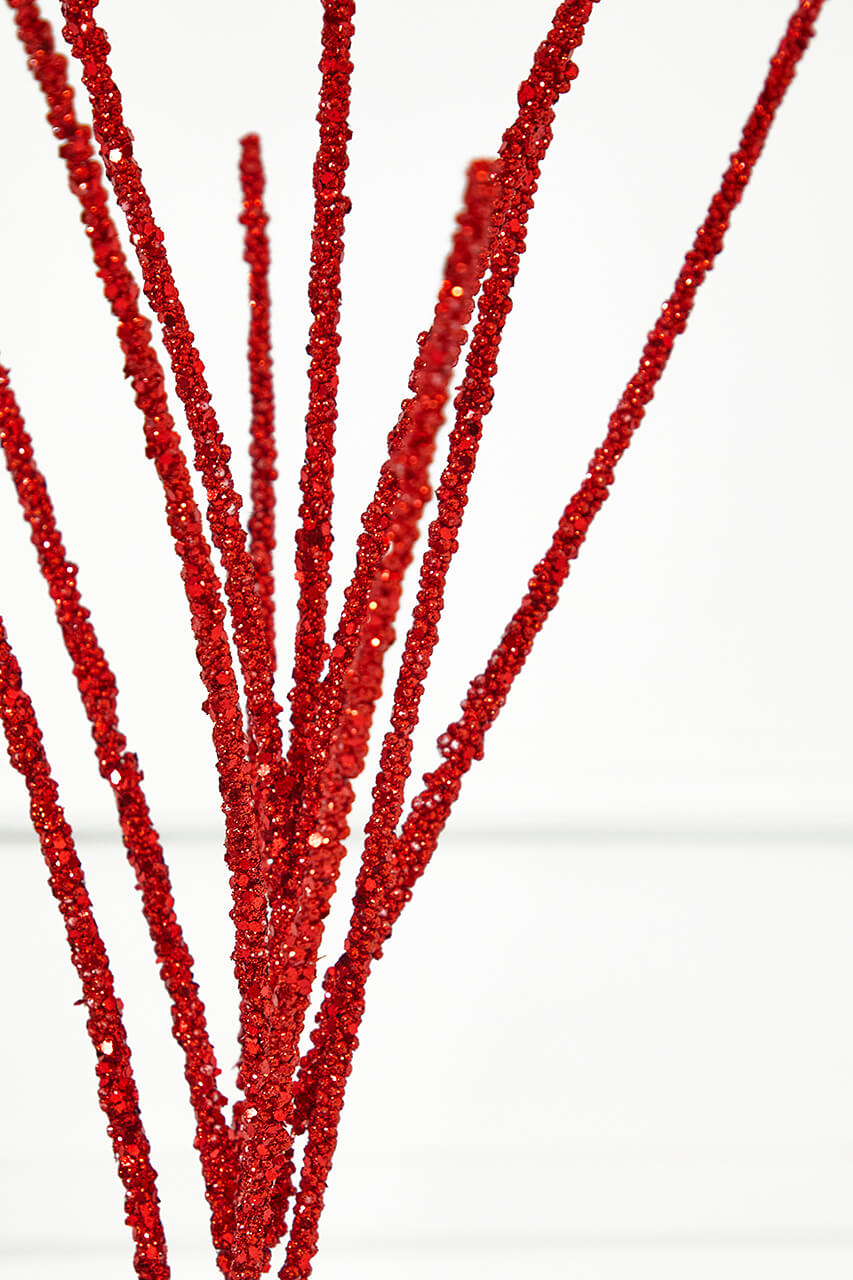 32” Red Mini Glitter Berry Grass Christmas Spray