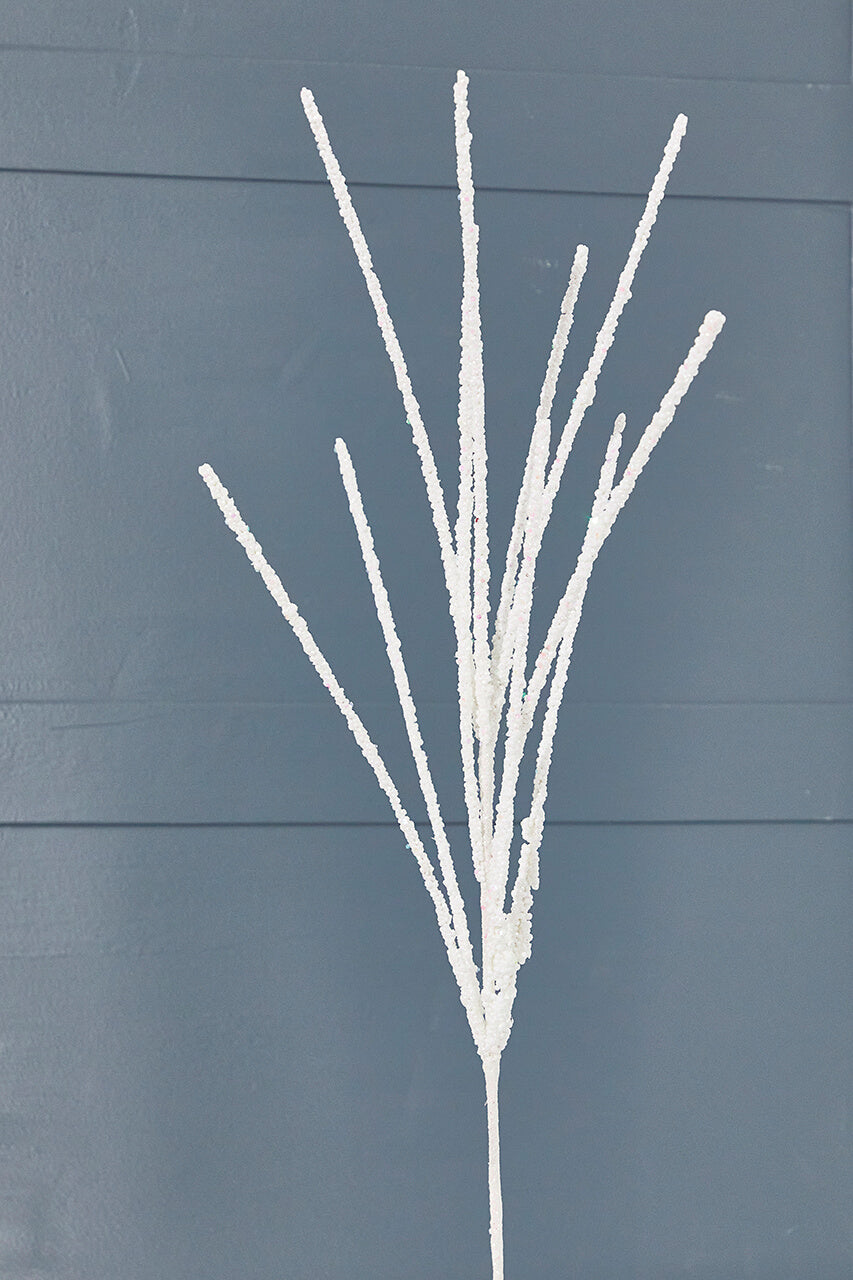 32" Glitter Mini Berry Grass Spray - Iridescent White