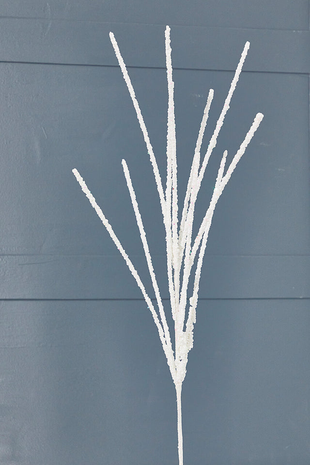 32" Glitter Mini Berry Grass Spray - Iridescent White