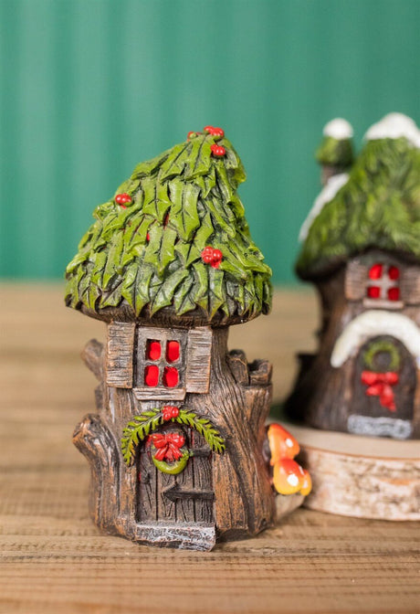 4.5” Mini Resin Light Up Holly Tree House