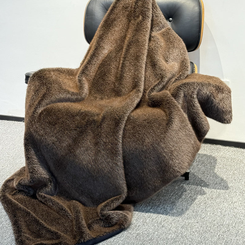 Minko 10 Faux Mink Fabric - Brown, 50" X 60" Throw (1 Piece)