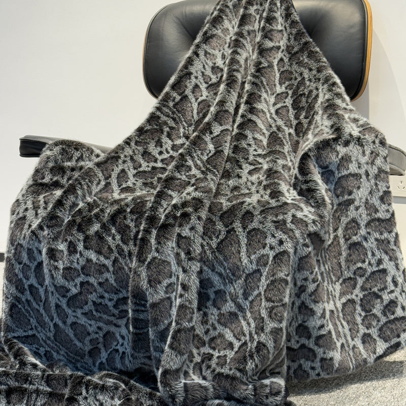 Luxury Soft Warm Faux Mink Throw Blanket Faux Mink Fabric - Black Leopard, 50" X 60" Throw (1 Throw)