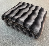 Minko 13 Faux Mink Fabric - Black Stripe, 50" X 60" Throw (1 Throw)
