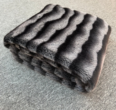 Minko 13 Faux Mink Fabric - Black Stripe, 50" X 60" Throw (1 Throw)