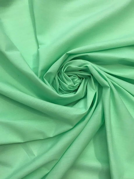 Polycotton Broadcloth Cotton Blend Fabric - Aqua, Broadcloth, 60" Wide (1 Yard)