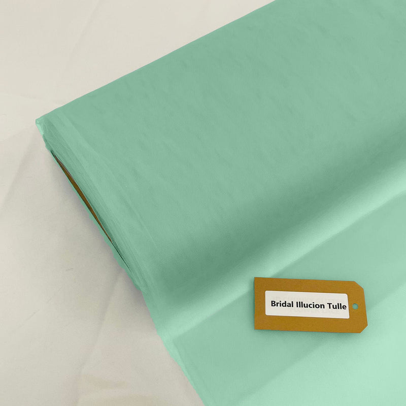 Bridal Illusion Tulle Polyester Fabric - Mint Sheer Tulle, 108" Width (1 Roll)