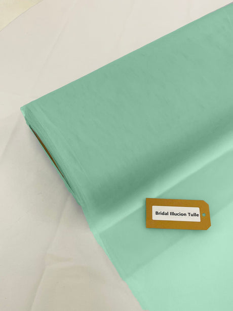 Bridal Illusion Tulle Polyester Fabric - Mint Sheer Tulle, 108" Width (1 Roll)