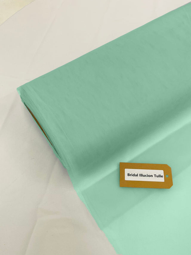 Bridal Illusion Tulle Polyester Fabric - Mint Sheer Tulle, 108" Width (1 Roll)