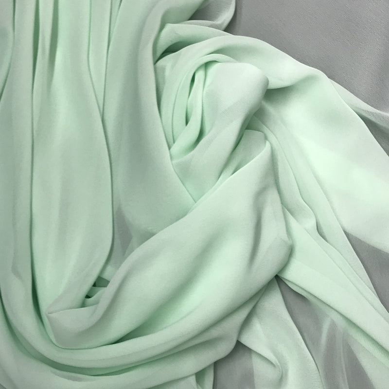 Mint Polyester Chiffon Fabric - Mint, Very Light Sheer, 59"-60" Width (1 Yard)